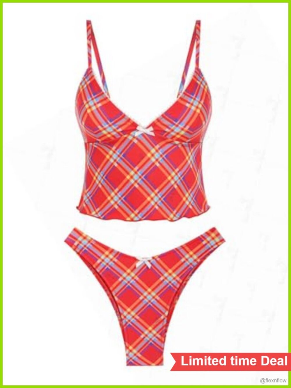 Lace Jacquard Bowknot Ruffles Tankini Set High Stretch Swim